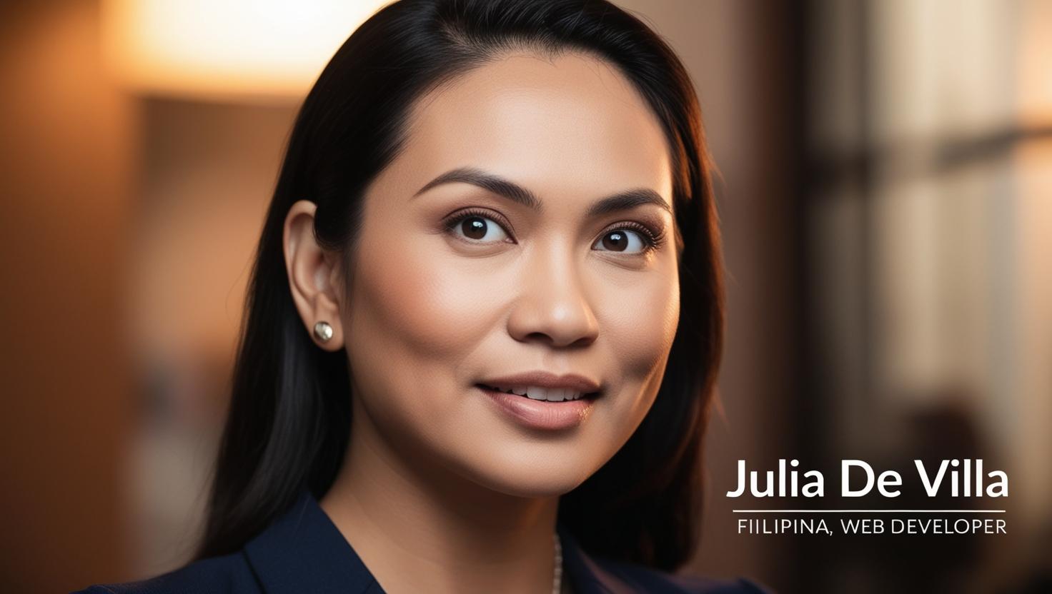 create an professional headshot for Julia De Villa, a Web Developer, A Filipina